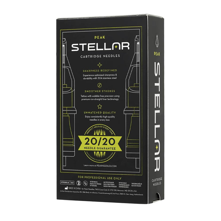 Peak Stellar Needle Cartridges — Bugpin Round Liners — Box of 20 - Ultimate Tattoo Supply