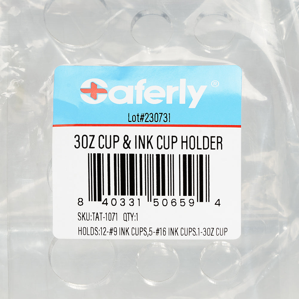 Saferly Acrylic Rinse Cup + Ink Cap Holder - Ultimate Tattoo Supply