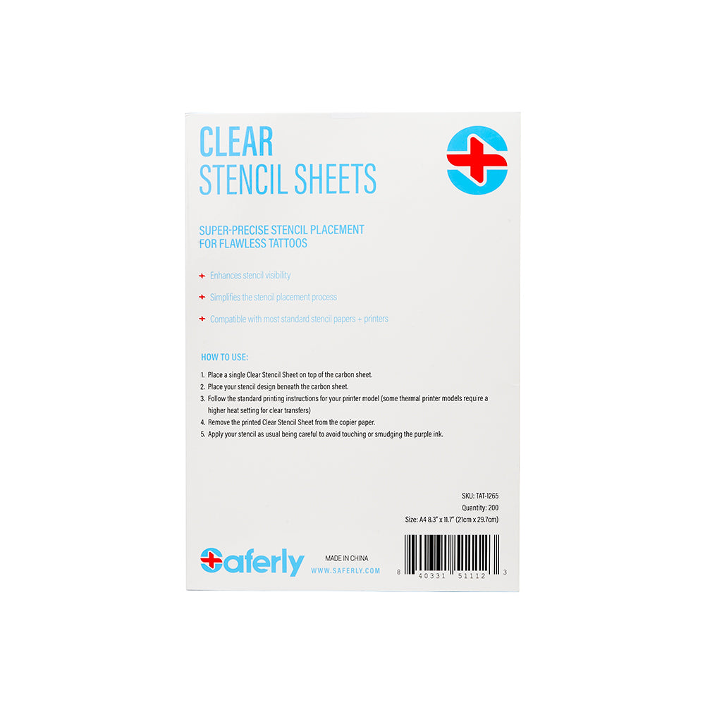 Saferly Clear Tattoo Stencil Insert — 8-1/2" x 11” — 200 Sheets - Ultimate Tattoo Supply