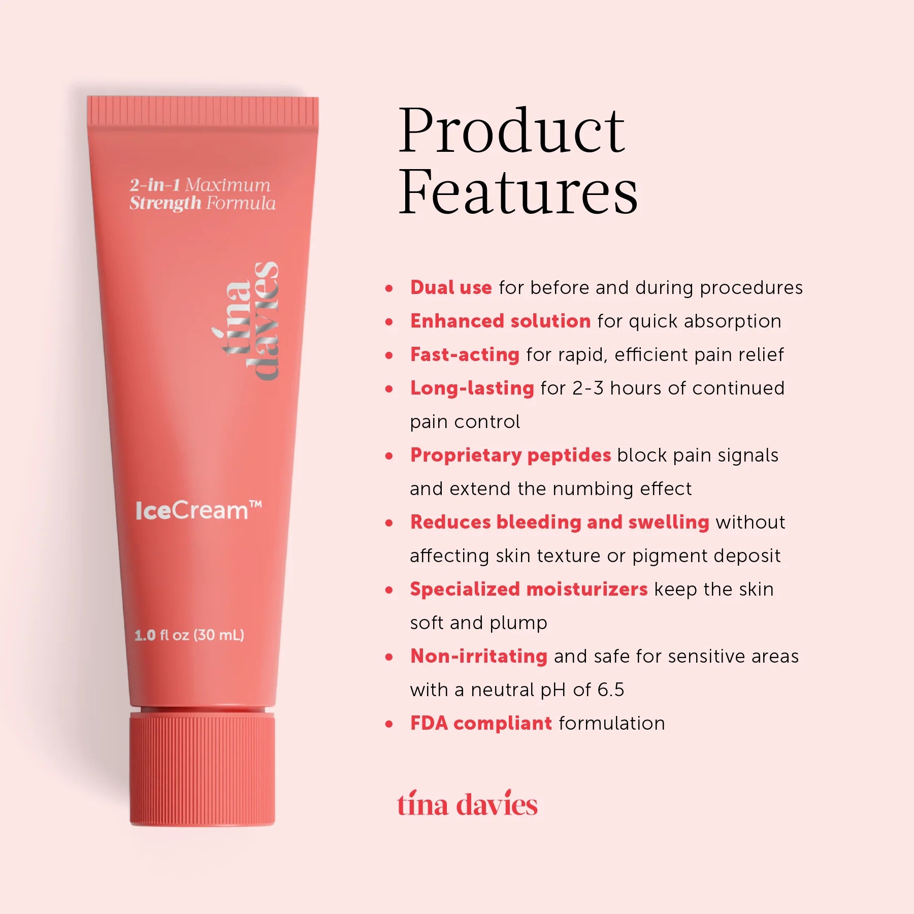 Tina Davies IceCream™ Topical Anesthetic — 1oz Tube - Ultimate Tattoo Supply