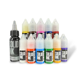 Solid Ink - 12 Color Mini Travel Set 10ml Bottles - Ultimate Tattoo Supply