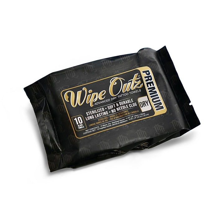 Wipe Outz Black Tattoo Towels  — Pack of 10 - Ultimate Tattoo Supply