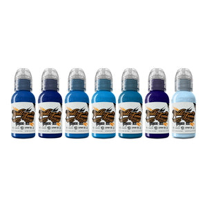 World Famous Blue Ink Set of 7 Bottles - Ultimate Tattoo Supply