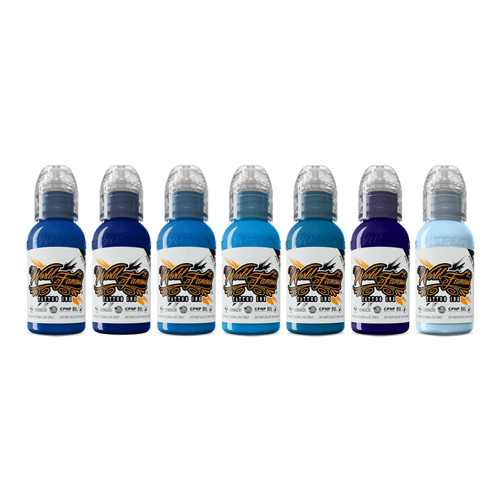 World Famous Blue Ink Set of 7 Bottles - Ultimate Tattoo Supply