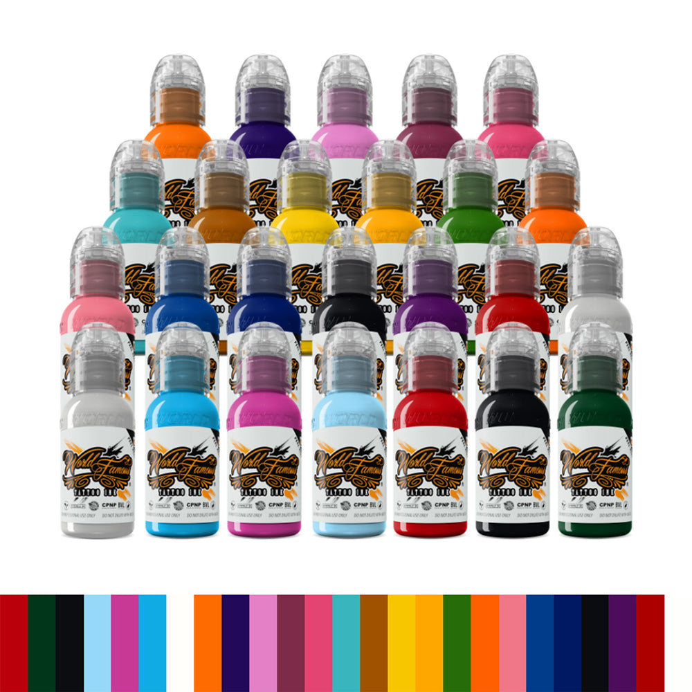 World Famous 25 color bottle set — 1oz - Ultimate Tattoo Supply