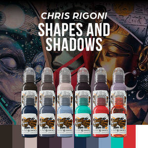 Chris Rigoni Shadows & Shapes 12 Bottle Tattoo Ink Set — World Famous Tattoo Ink — 1oz - Ultimate Tattoo Supply