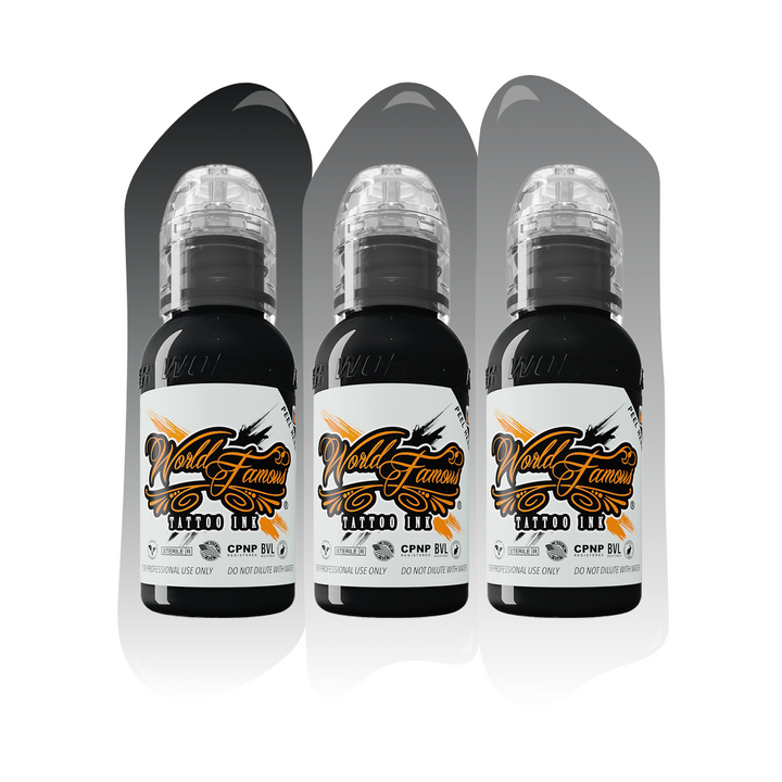 World Famous 3 Bottle Grey Wash Set - Ultimate Tattoo Supply