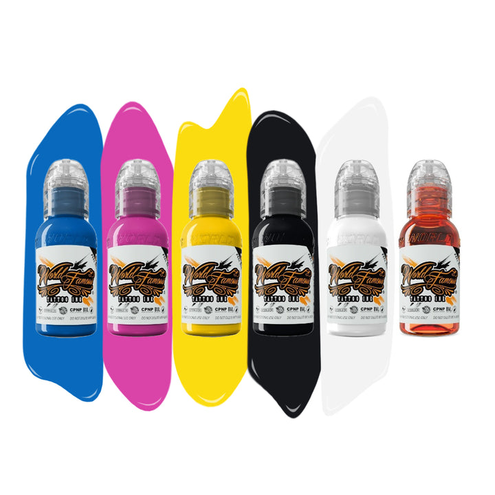 World Famous Luiz Lopes CMYK Set — 6 1oz Bottles - Ultimate Tattoo Supply