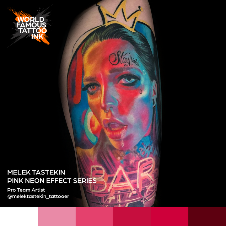 Melek Tastekin Pink Neon Effect Series — World Famous Tattoo Ink — 1oz - Ultimate Tattoo Supply