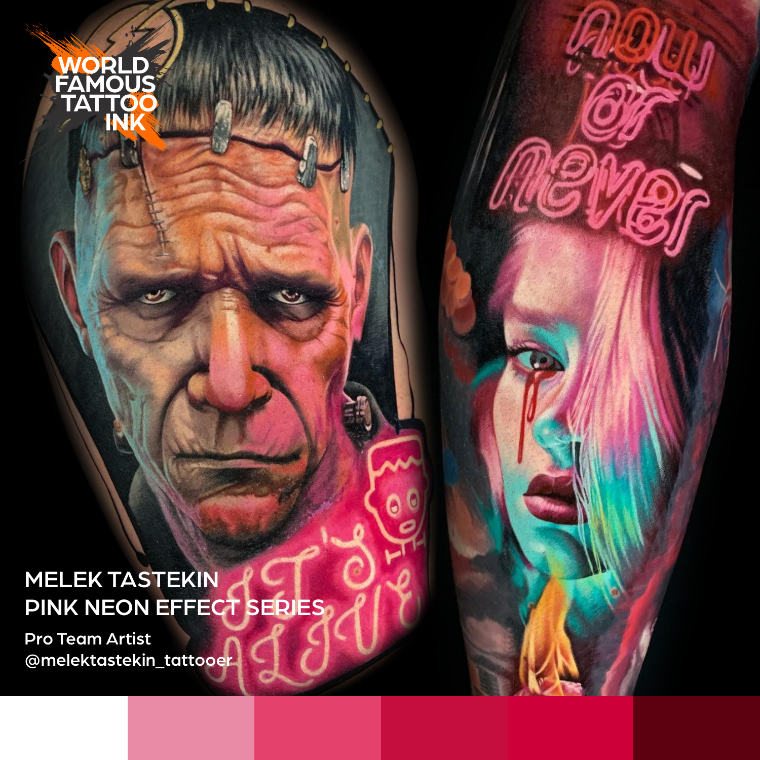 Melek Tastekin Pink Neon Effect Series — World Famous Tattoo Ink — 1oz - Ultimate Tattoo Supply