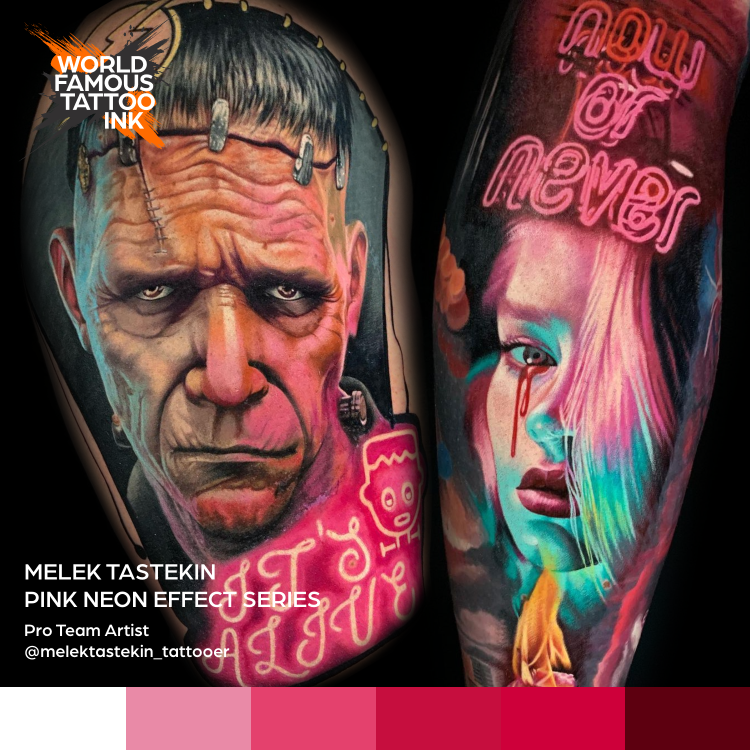 Melek Tastekin Pink Neon Effect Series — World Famous Tattoo Ink