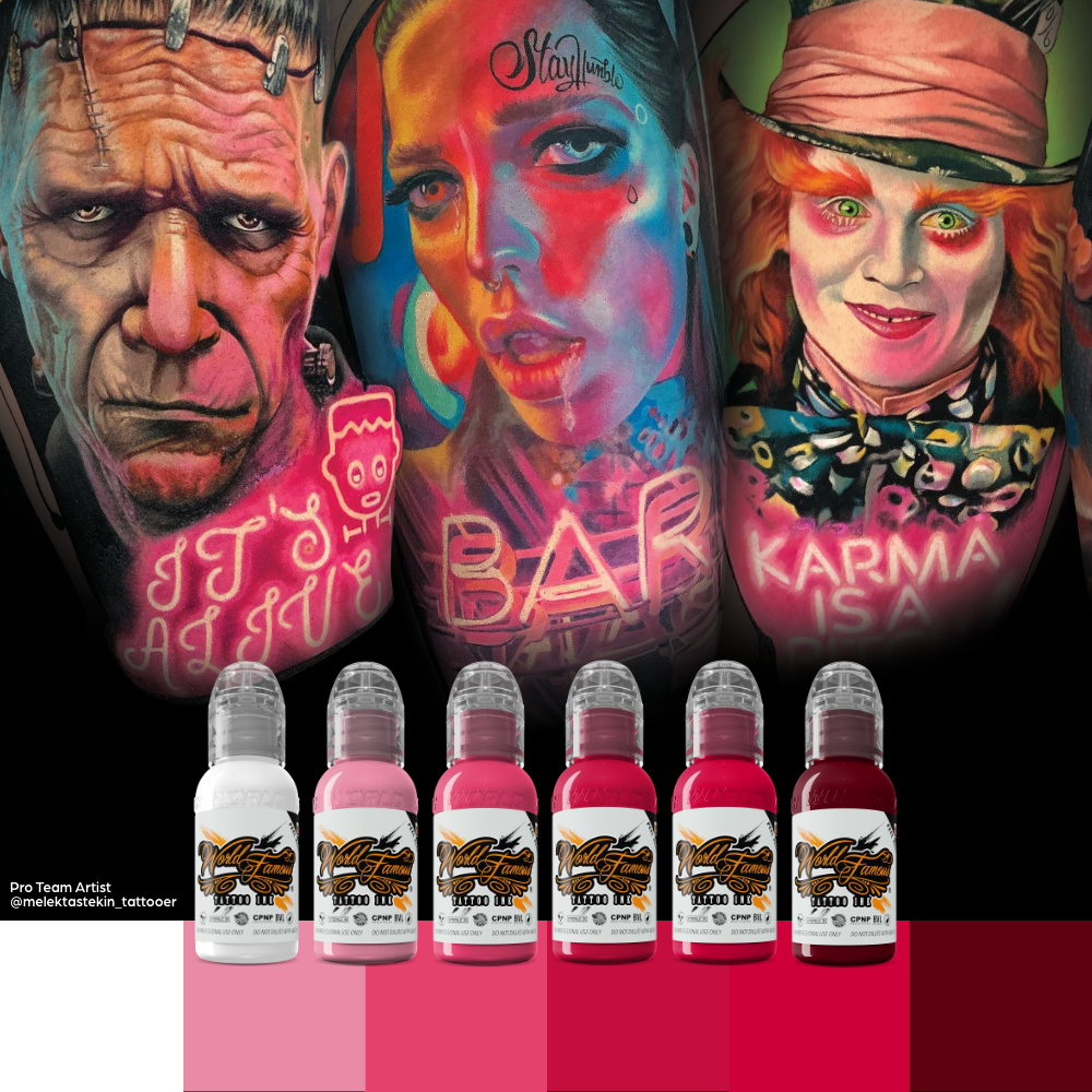 Melek Tastekin Pink Neon Effect Series — World Famous Tattoo Ink — 1oz - Ultimate Tattoo Supply