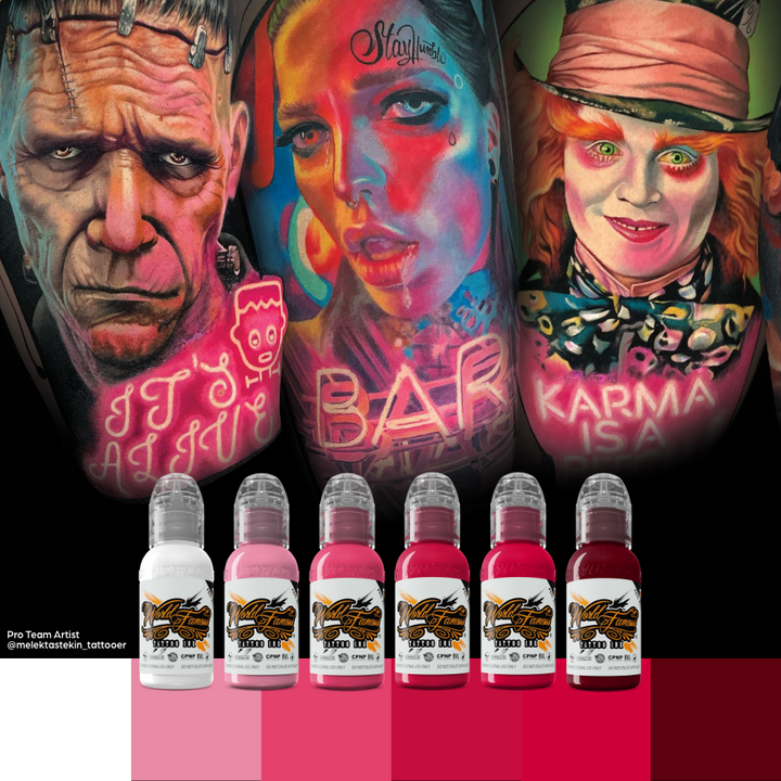 Melek Tastekin Pink Neon Effect Series — World Famous Tattoo Ink — 1oz - Ultimate Tattoo Supply