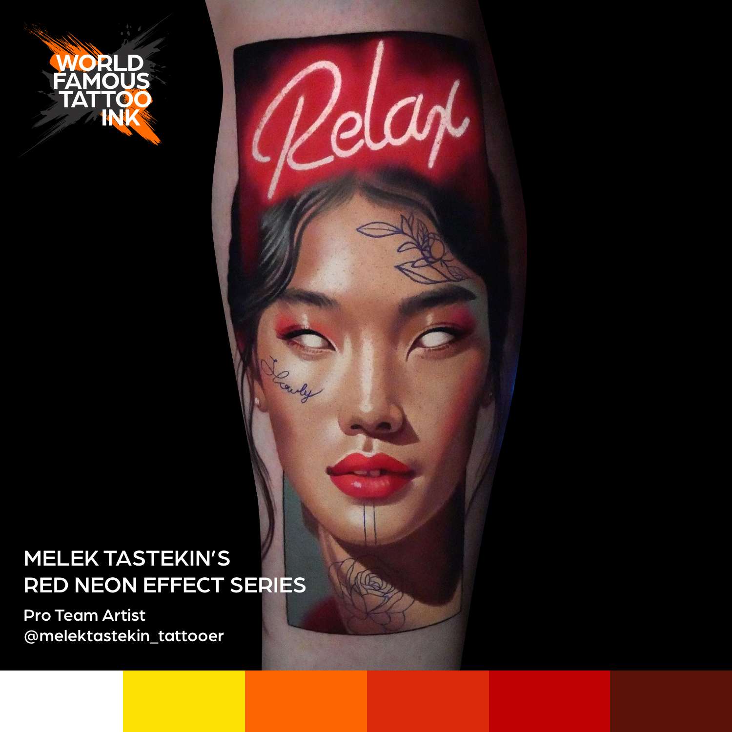 Melek Tastekin Red Neon Effect Series — World Famous Tattoo Ink — 1oz - Ultimate Tattoo Supply