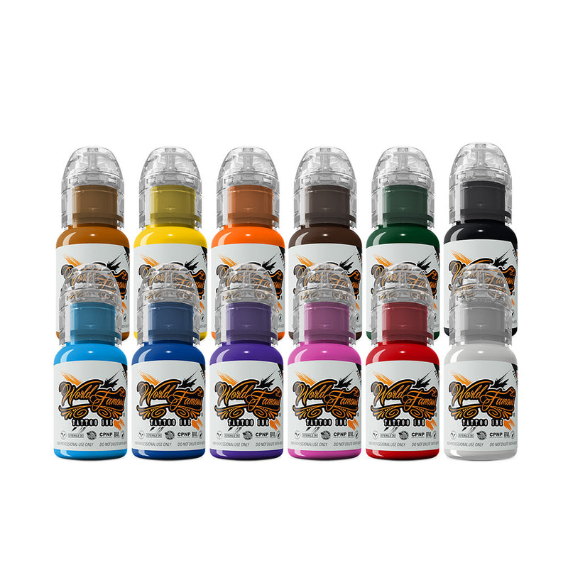 World Famous Must-Haves 12 Bottle Ink Set — World Famous Ink — 1/2oz - Ultimate Tattoo Supply