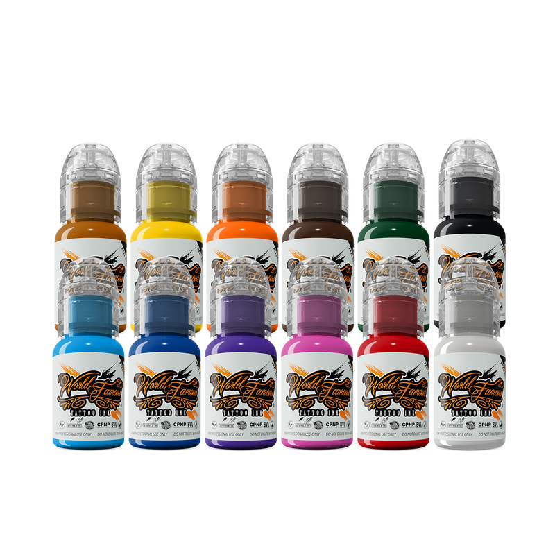 World Famous Must-Haves 12 Bottle Ink Set — World Famous Ink — 1/2oz - Ultimate Tattoo Supply
