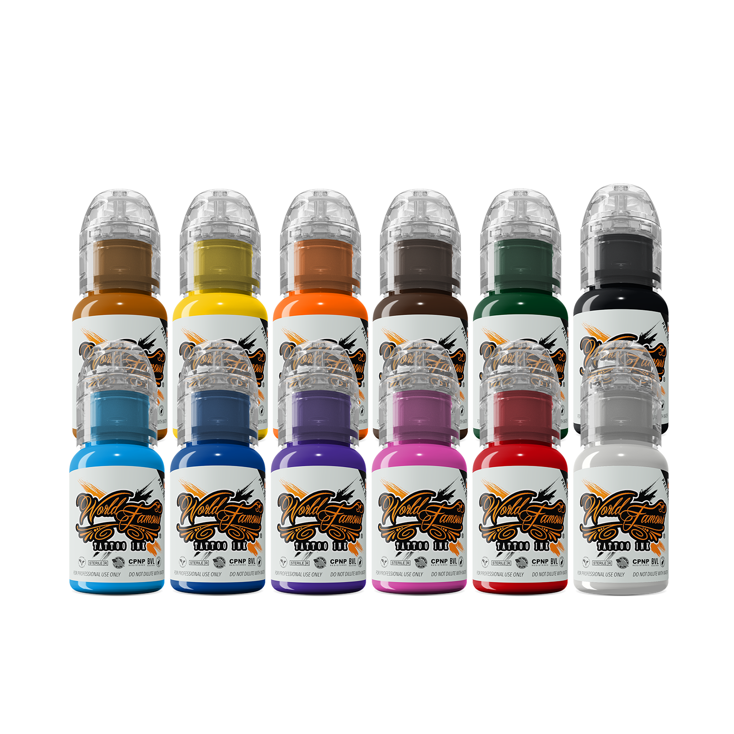 World Famous Must-Haves 12 Bottle Ink Set — World Famous Ink — 1/2oz - Ultimate Tattoo Supply