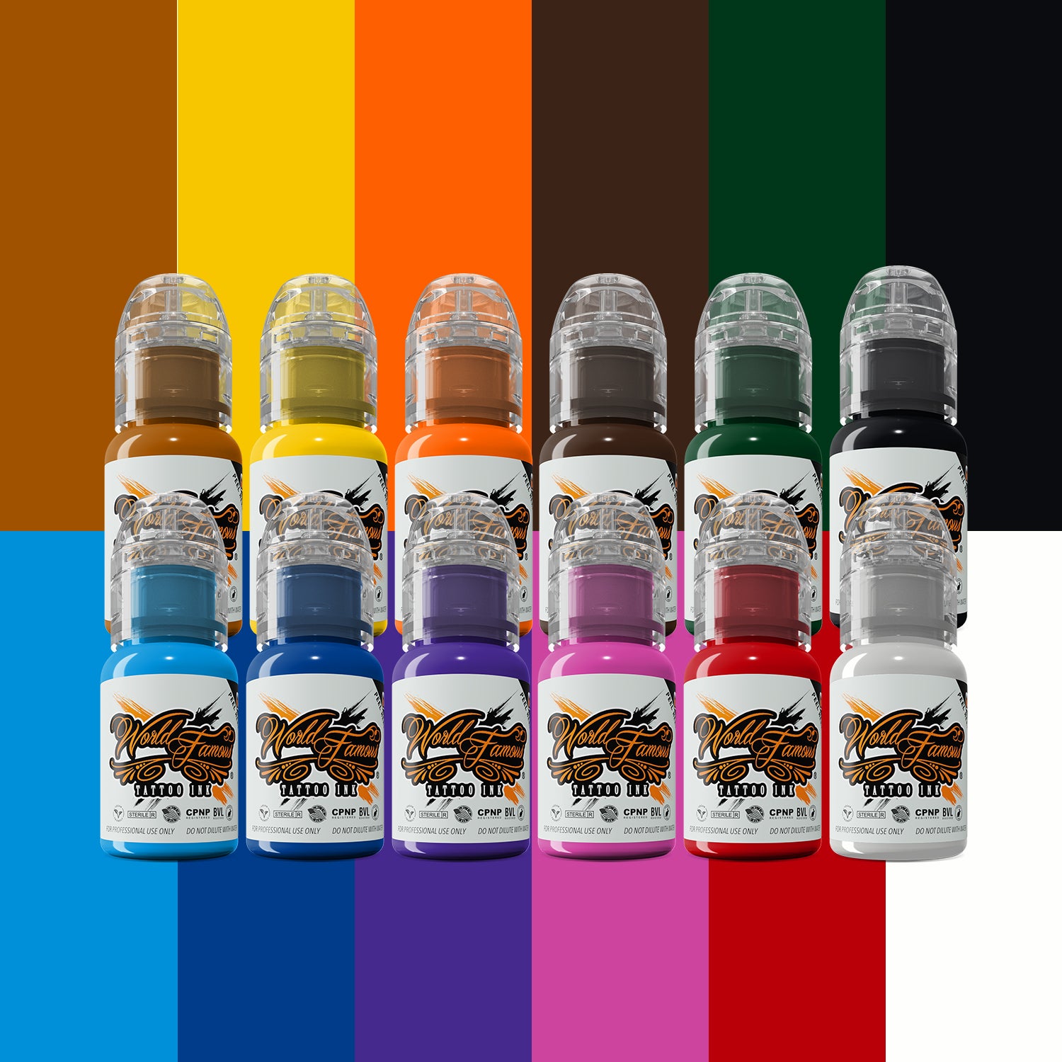World Famous Must-Haves 12 Bottle Ink Set — World Famous Ink — 1/2oz - Ultimate Tattoo Supply