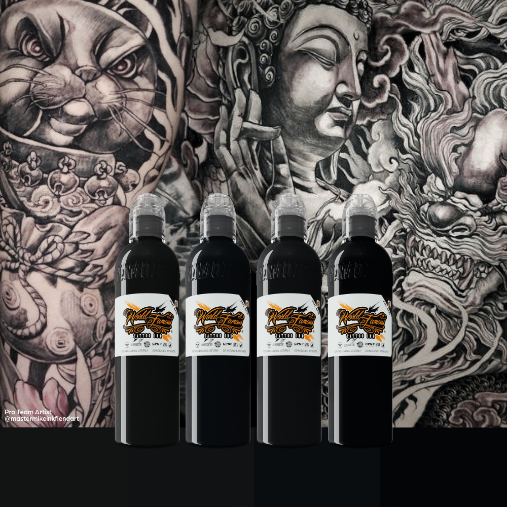 Master Mike Black Demon Set — World Famous Ink — 4oz - Ultimate Tattoo Supply