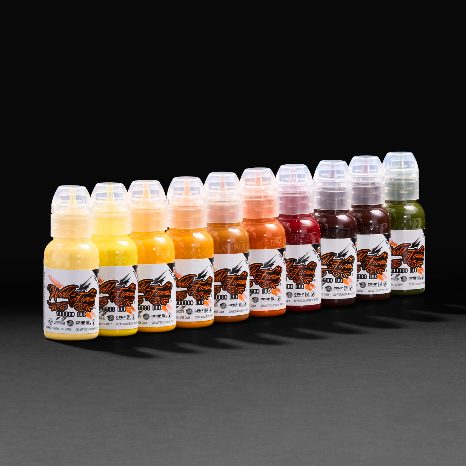 Pony Lawson 24k Set — World Famous Tattoo Ink — 1oz - Ultimate Tattoo Supply