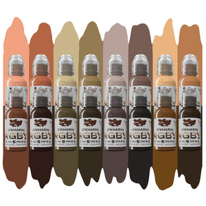 Sasha O’Kharin RGBY Skin Tone Set of 16 Colors — World Famous — 1oz - Ultimate Tattoo Supply