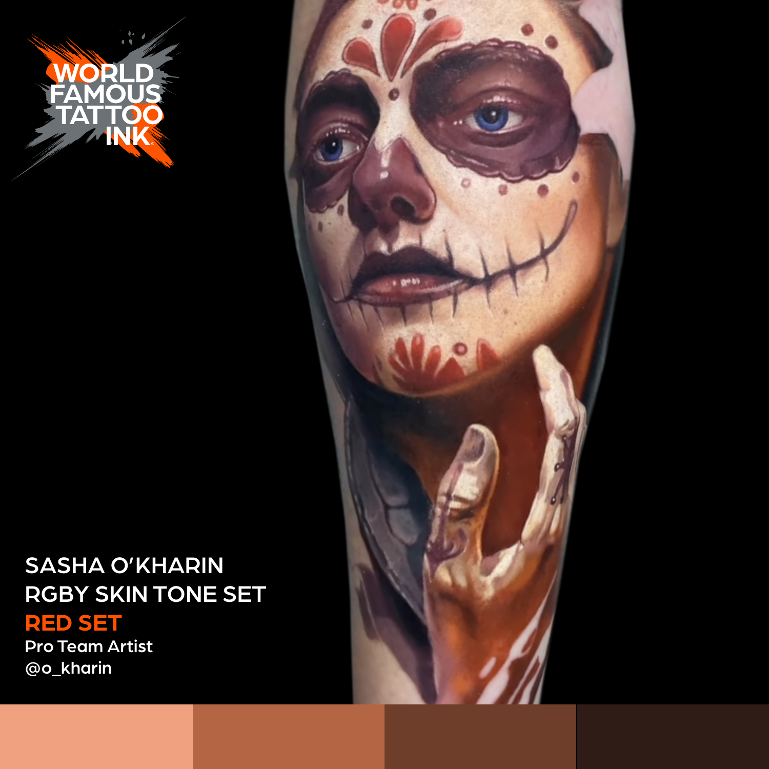Sasha O’Kharin RGBY Skin Tone Red Mini Set of 4 Colors — World Famous — 1oz - Ultimate Tattoo Supply