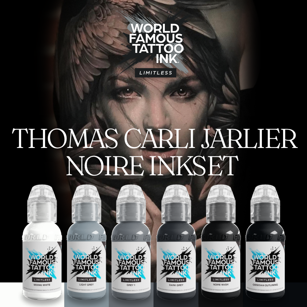 World Famous Tattoo Ink Thomas Carli Jarlier- Noire Ink Set 1oz Boxed Set  Kit 6