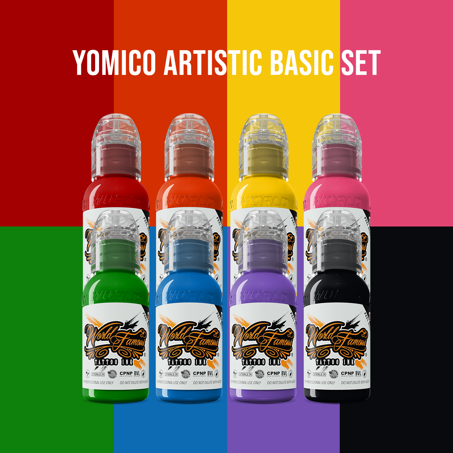 PRE-ORDER Yomico Moreno Artistic Basic Set — World Famous Tattoo Ink — 1oz - Ultimate Tattoo Supply