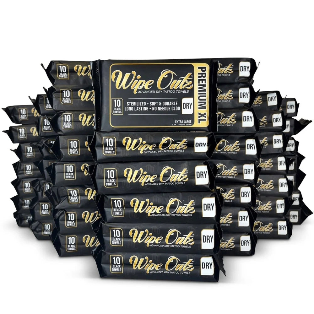 Wipe Outz XL Dry Black Tattoo Towels - Ultimate Tattoo Supply