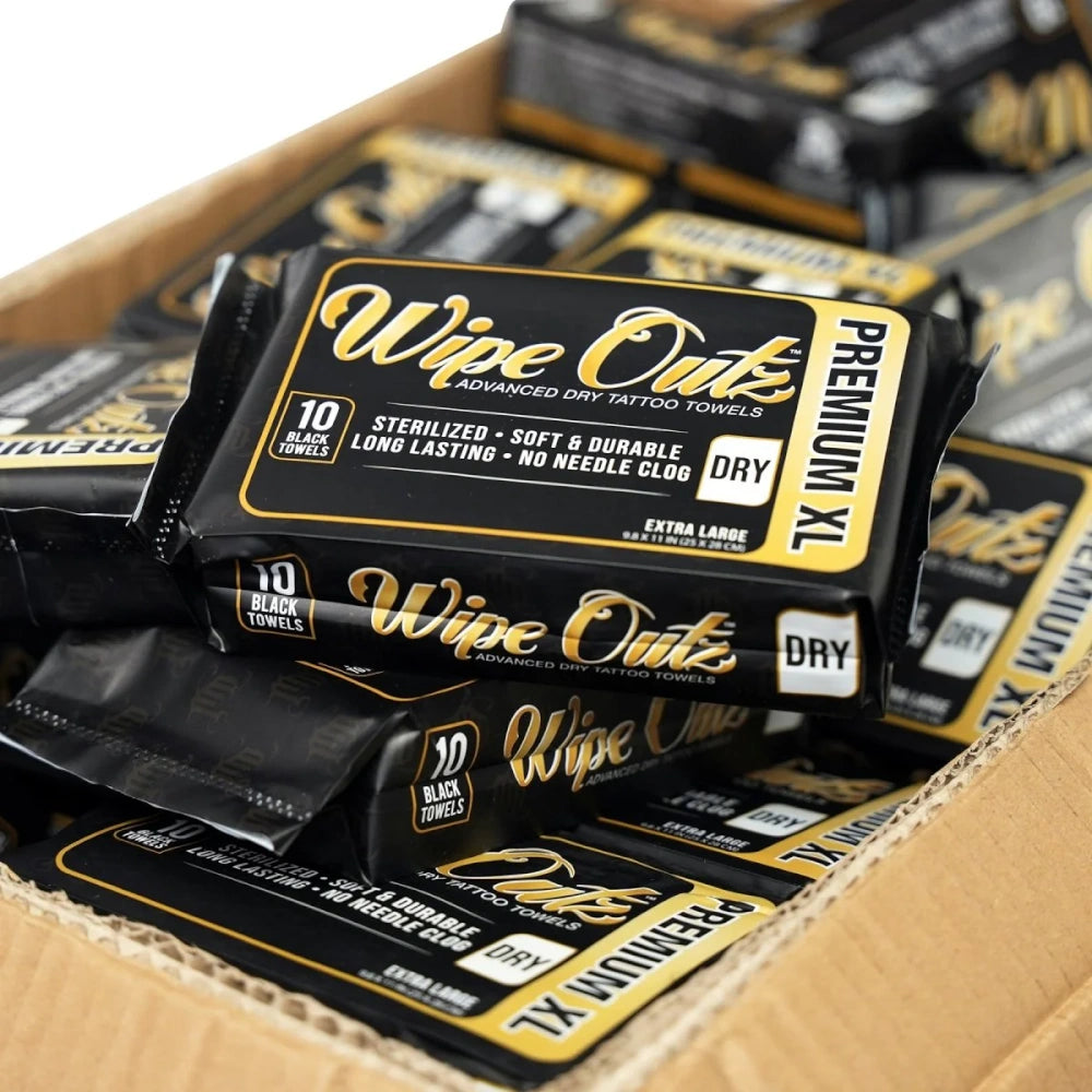 Wipe Outz XL Dry Black Tattoo Towels - Ultimate Tattoo Supply