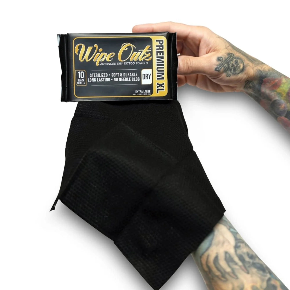 Wipe Outz XL Dry Black Tattoo Towels - Ultimate Tattoo Supply
