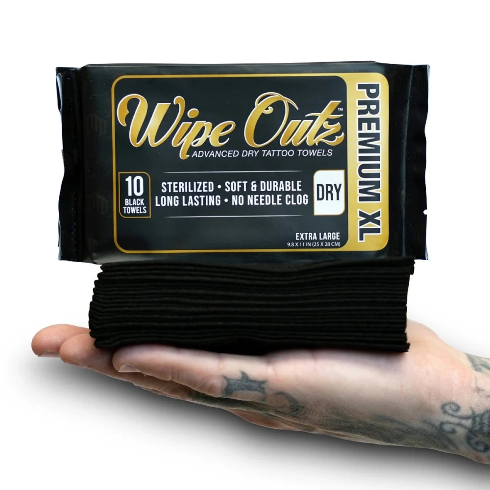 Wipe Outz XL Dry Black Tattoo Towels - Ultimate Tattoo Supply