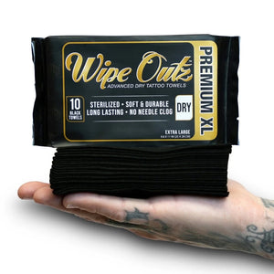 Wipe Outz XL Dry Black Tattoo Towels - Ultimate Tattoo Supply