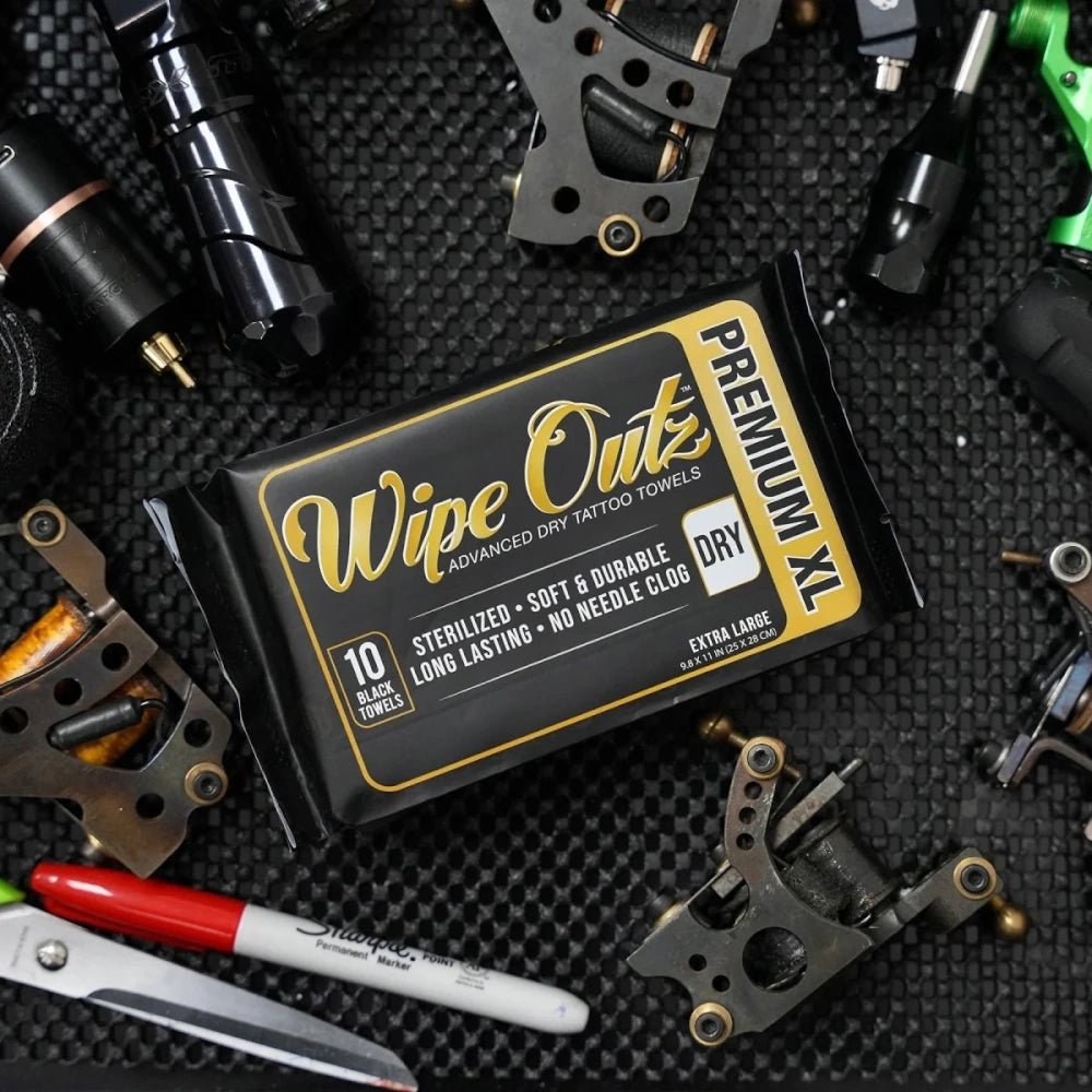 Wipe Outz XL Dry Black Tattoo Towels - Ultimate Tattoo Supply