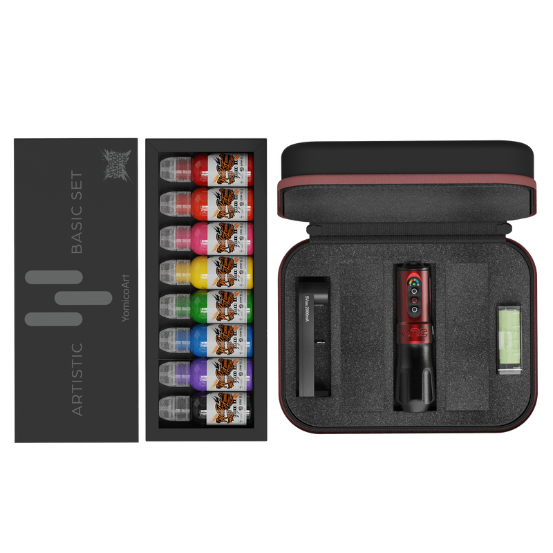 FK Irons x World Famous Yomico Special Edition ONE Machine & Artistic Basic Ink Kit - Ultimate Tattoo Supply