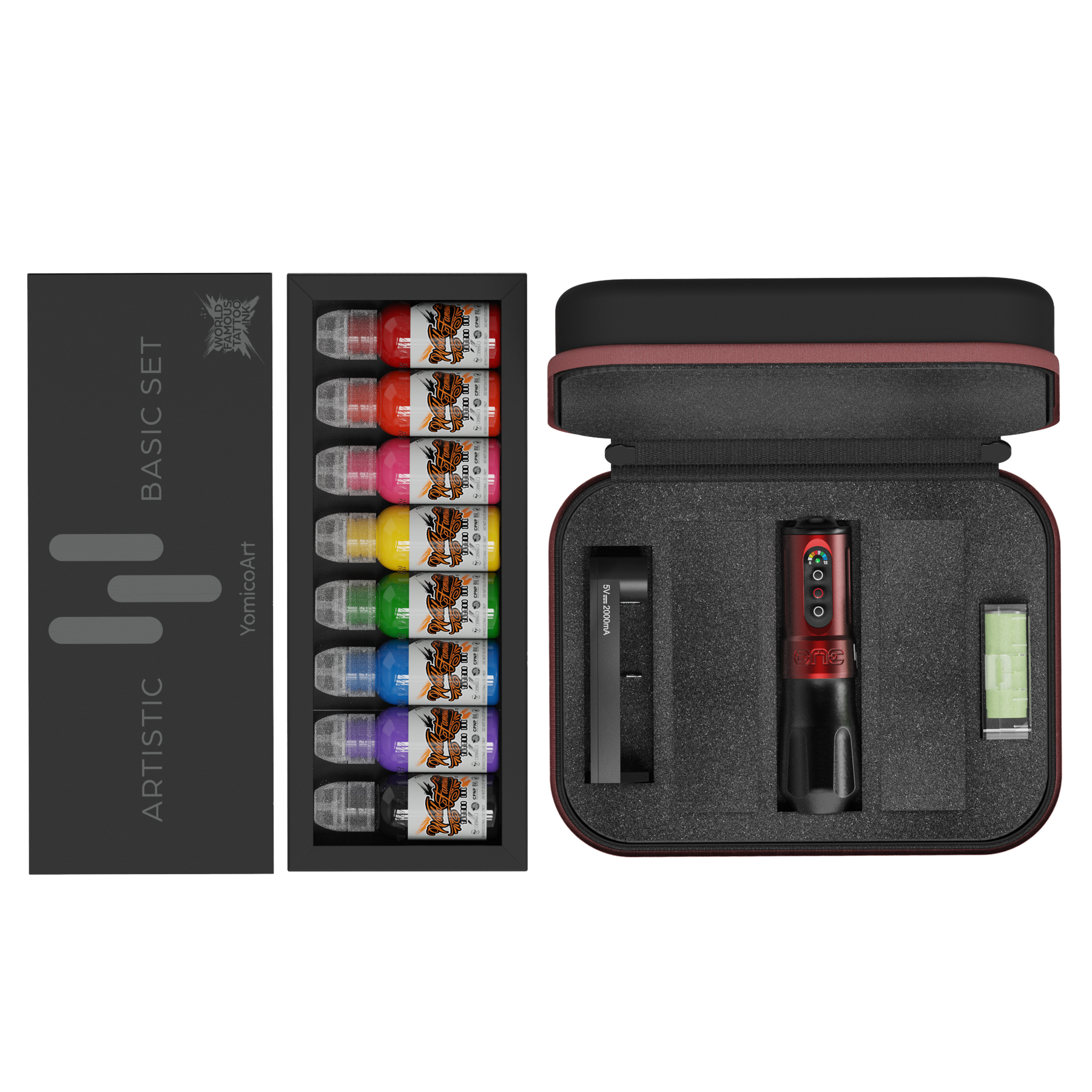 FK Irons x World Famous Yomico Special Edition ONE Machine & Artistic Basic Ink Kit - Ultimate Tattoo Supply