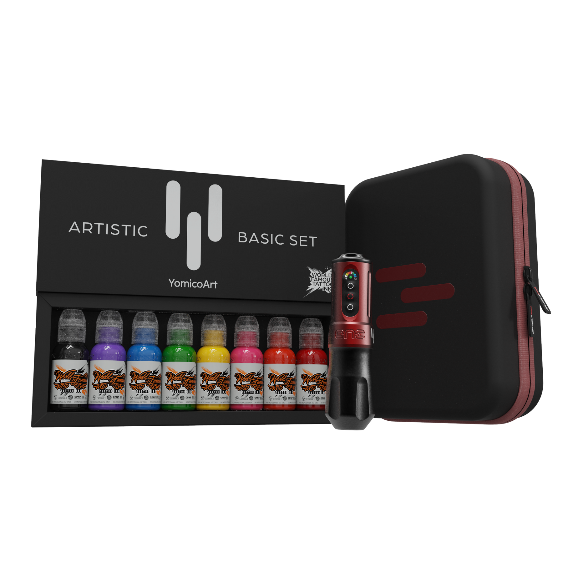 FK Irons x World Famous Yomico Special Edition ONE Machine & Artistic Basic Ink Kit - Ultimate Tattoo Supply