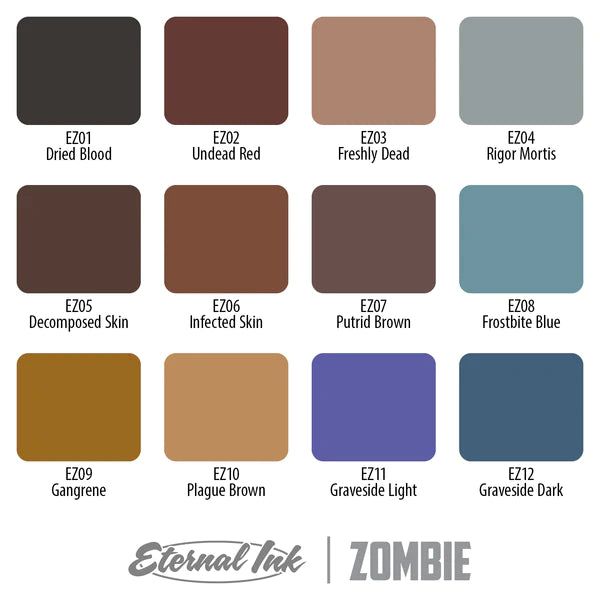 Zombie Color Set — Eternal Tattoo Ink — 12 1oz Bottles - Ultimate Tattoo Supply