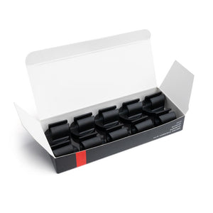 Open box of ten Magnetic Clip Cord/RCA Holders on white background