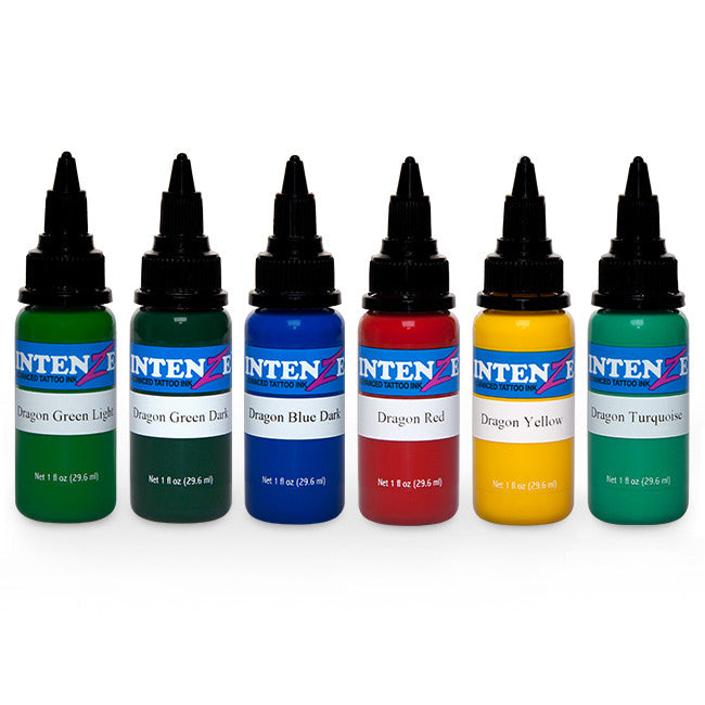 Japaneze Dragon Color 1oz Set — Intenze Tattoo Ink — 6 Bottles - Ultimate Tattoo Supply