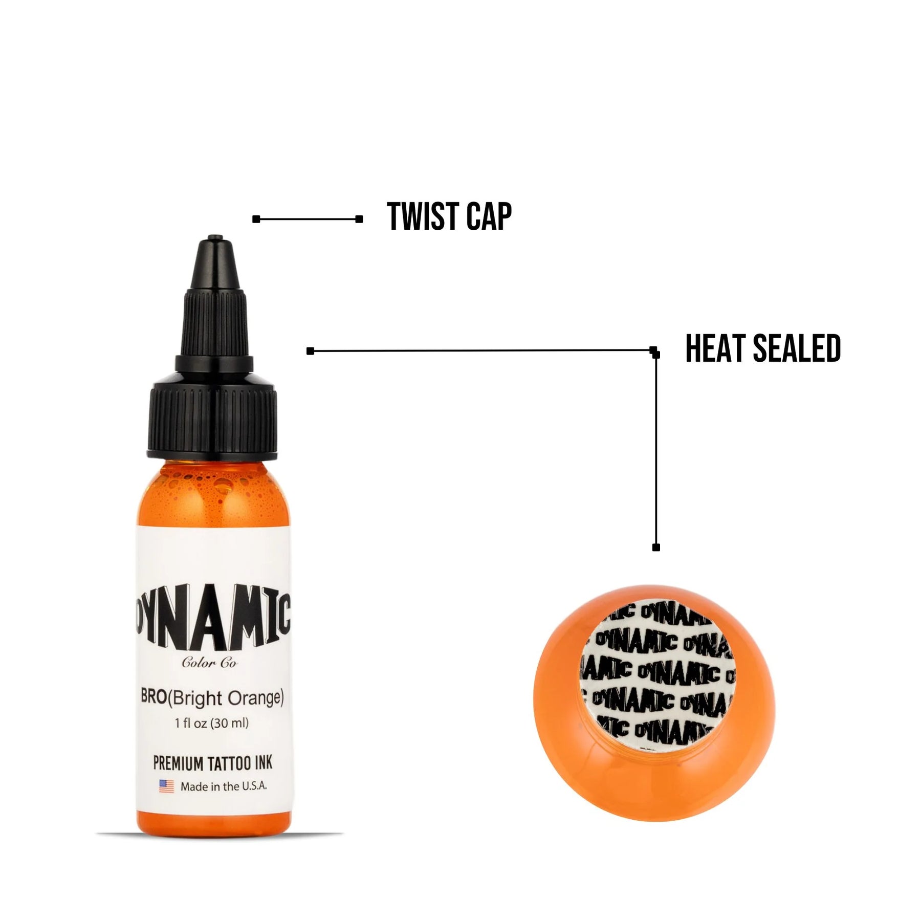 Dynamic Bright Orange Tattoo Ink - 1oz. Bottle - Ultimate Tattoo Supply
