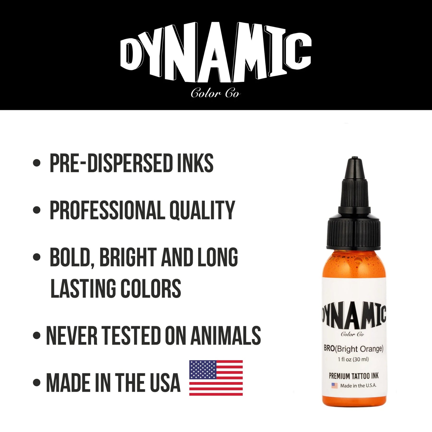 Dynamic Bright Orange Tattoo Ink - 1oz. Bottle - Ultimate Tattoo Supply