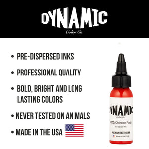 Dynamic Chinese Red Tattoo Ink - 1oz. Bottle - Ultimate Tattoo Supply