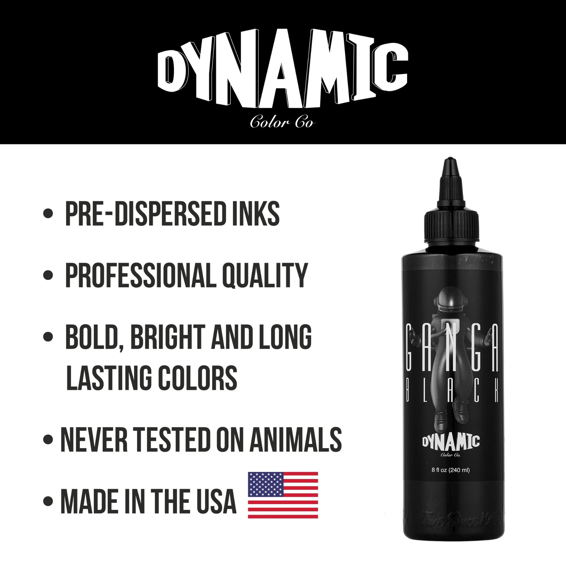 Dynamic Ganga Black Tattoo Ink — 8oz Bottle - Ultimate Tattoo Supply