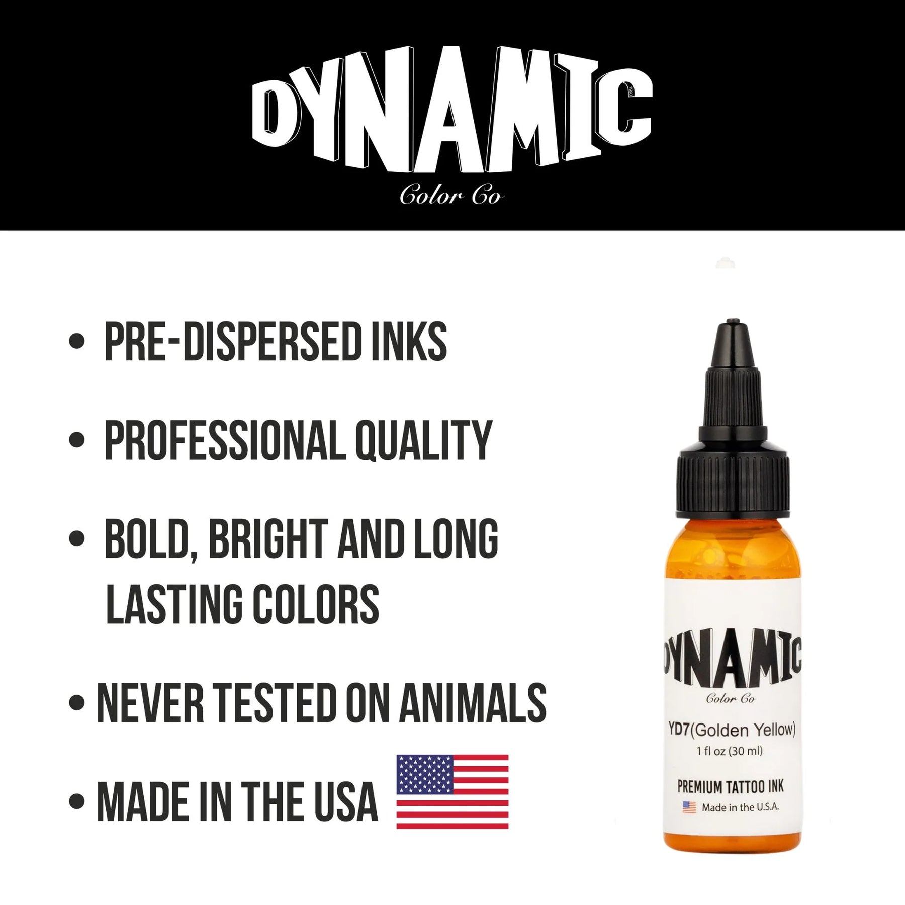 Dynamic Golden Yellow Tattoo Ink - 1oz. Bottle - Ultimate Tattoo Supply