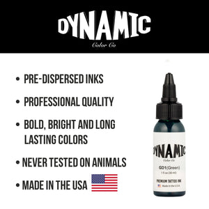 Dynamic Green Tattoo Ink - 1oz. Bottle - Ultimate Tattoo Supply