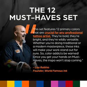World Famous Must-Haves 12 Bottle Ink Set — World Famous Ink — 1/2oz - Ultimate Tattoo Supply
