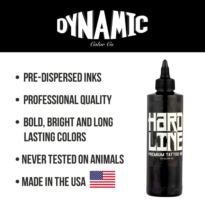 Dynamic Black Hardline Tattoo Ink — 8oz Bottle - Ultimate Tattoo SupplyDynamic Black Hardline Tattoo Ink — 8oz Bottle