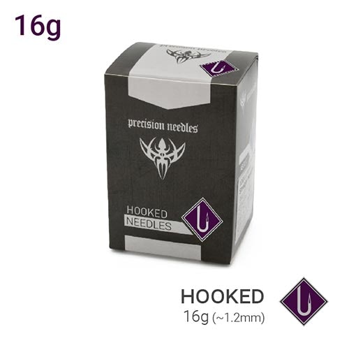 16g Precision Sterilized Hooked Piercing Needles — Box of 100 - Painful Pleasures