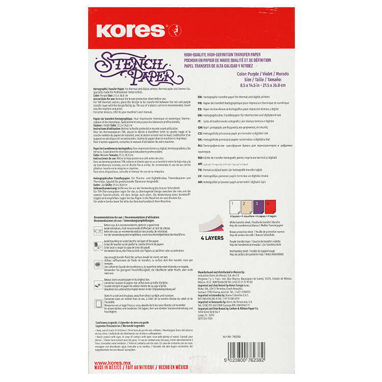 Kores Tattoo Stencil Transfer Paper — 100 Sheets — Pick Size - Ultimate Tattoo Supply
